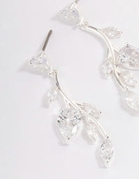 Silver Plated Cubic Zirconia Fern Drop Earrings - link has visual effect only