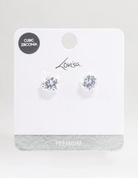 Silver Plated Cubic Zirconia Round Plain Stud Earrings - link has visual effect only