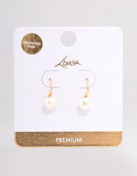 Gold Plated Freshwater Pearl Small Hook Drop Earrings - link has visual effect only