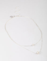 Silver Plated Double Freshwater Pearl Double Layer Necklace - link has visual effect only