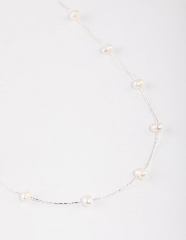 Silver Plated Freshwater Pearl Dotted Fine Necklace