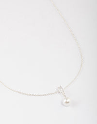 Silver Plated Cubic Zirconia Freshwater Pearl Pendant Necklace - link has visual effect only