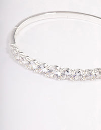 Silver Plated Gradual Cubic Zirconia Cuff Bangle - link has visual effect only