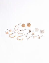 Mixed Metal Basic Disc & Hoop Earrings 8-Pack - link has visual effect only