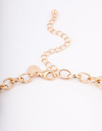 Gold Mixed Oval Link Necklace - link has visual effect only