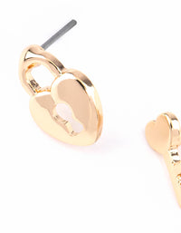 Gold Heart Lock & Key Stud Earrings - link has visual effect only