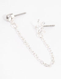 Silver Diamante & Flower Chain Earrings - link has visual effect only