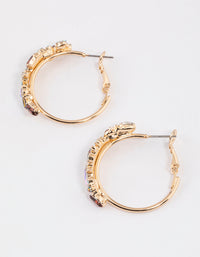 Gold Mini Cluster Diamante Hoop Earrings - link has visual effect only