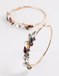 Gold Cluster Diamante Hoop Earrings - link has visual effect only