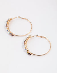 Gold Cluster Diamante Hoop Earrings - link has visual effect only