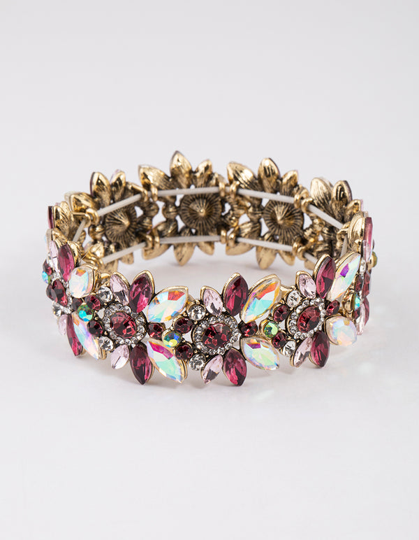 Antique Gold Multi Diamante Bracelet