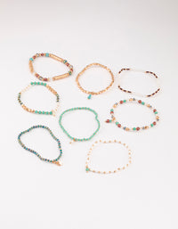 Gold Mixed Facet Beaded Bracelet 8-Pack - link has visual effect only