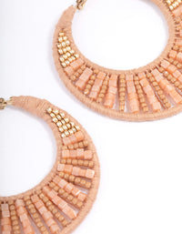 Gold Threaded Mixed Bead Hoop Earrings - link has visual effect only