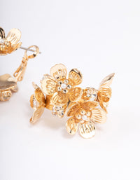 Gold Mini Multi Flower Hoop Earrings - link has visual effect only