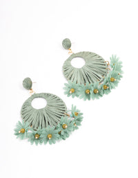 Gold Threaded Flower Tassel Drop Earrings - link has visual effect only