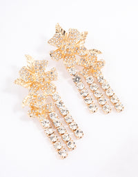 Gold Statement Diamante Flower Drop Earrings - link has visual effect only