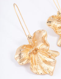 Worn Gold Organic Flower Drop Earrings - link has visual effect only