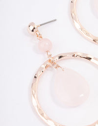 Rose Gold Rose Quartz Teardrop Hoop Earrings - link has visual effect only