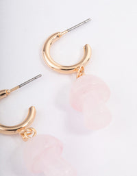 Gold Rose Quartz Moon & Mushroom Huggie Earrings - link has visual effect only