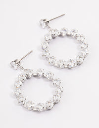 Rhodium Square Stone Wreath Drop Earrings - link has visual effect only