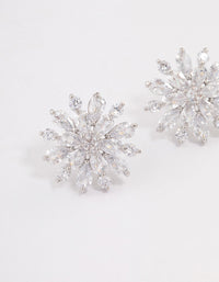 Rhodium Mid Flower Stud Earrings - link has visual effect only