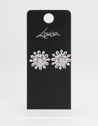 Rhodium Mid Flower Stud Earrings - link has visual effect only