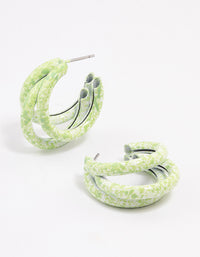 Coated Green Trio Marble Hoop Earrings - link has visual effect only