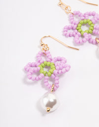 Beaded Flower Peal Drop Earrings - link has visual effect only