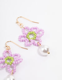 Beaded Flower Peal Drop Earrings - link has visual effect only