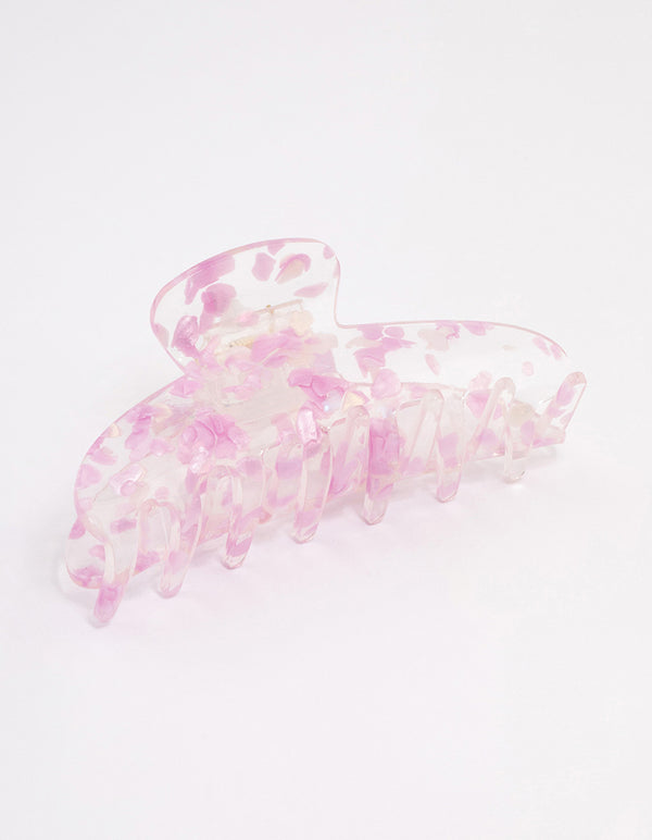 Pink Plastic Pearl Fleck Claw Clip