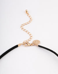 Large Black Puffy Heart Suede Cord Necklace - link has visual effect only