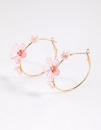 Pink Pretty Triple Flower Hoop Earrings - link has visual effect only