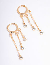 Gold Graduating Diamante Chain Huggie Earrings - link has visual effect only