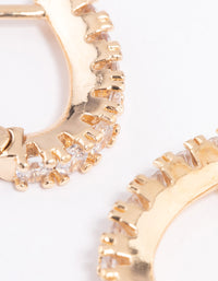 Gold Mini Classic Diamante Huggie Earring - link has visual effect only