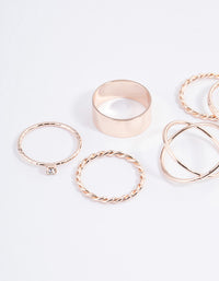 Rose Gold Thick & Diamante Ring 8-Pack - link has visual effect only