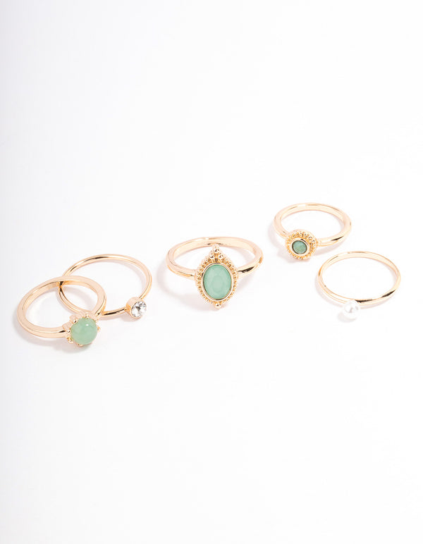 Gold Ornate Oval Ring 5-Pack