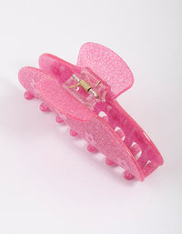 Acrylic Pink Glitter Flower Claw Clip - link has visual effect only