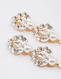 Gold Diamante & Pearl Hair Clips Pack - link has visual effect only