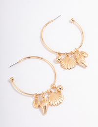 Gold Multi Charm Hoop Earrings - link has visual effect only