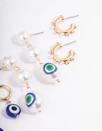 Gold Evil Eye Multi-Pack Earrings - link has visual effect only