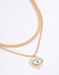 Gold Layered Evil Eye Heart Necklace - link has visual effect only