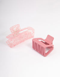 Plastic Pink Rectangle Claw Clip Pack - link has visual effect only