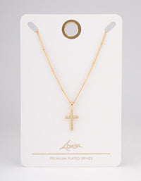 Gold Plated Cubic Zirconia Paved Cross Necklace - link has visual effect only