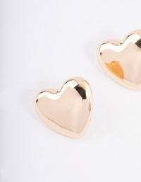 Gold Smooth Heart Stud Earrings - link has visual effect only