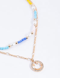 Gold Mixed Bead & Smiley Necklace - link has visual effect only