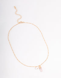 Gold Rose Quartz & Pearl Necklace - link has visual effect only