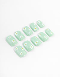 Tweens Mint Daisy Press On Nails - link has visual effect only