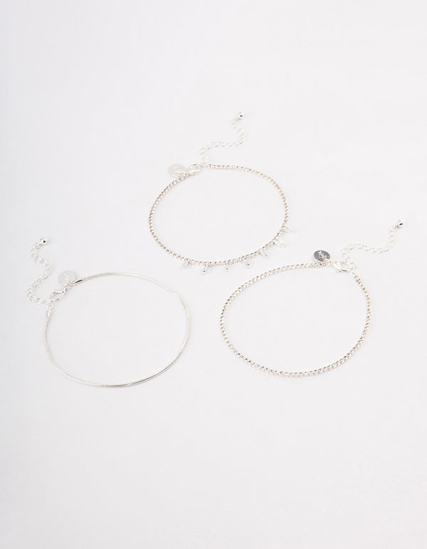 Silver Cupchain Baguette Anklet Pack