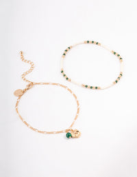 Gold Bead & Disc Droplet Anklet Pack - link has visual effect only