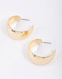 Gold Plated Brass Wide Hammered Hoop Earrings - link has visual effect only